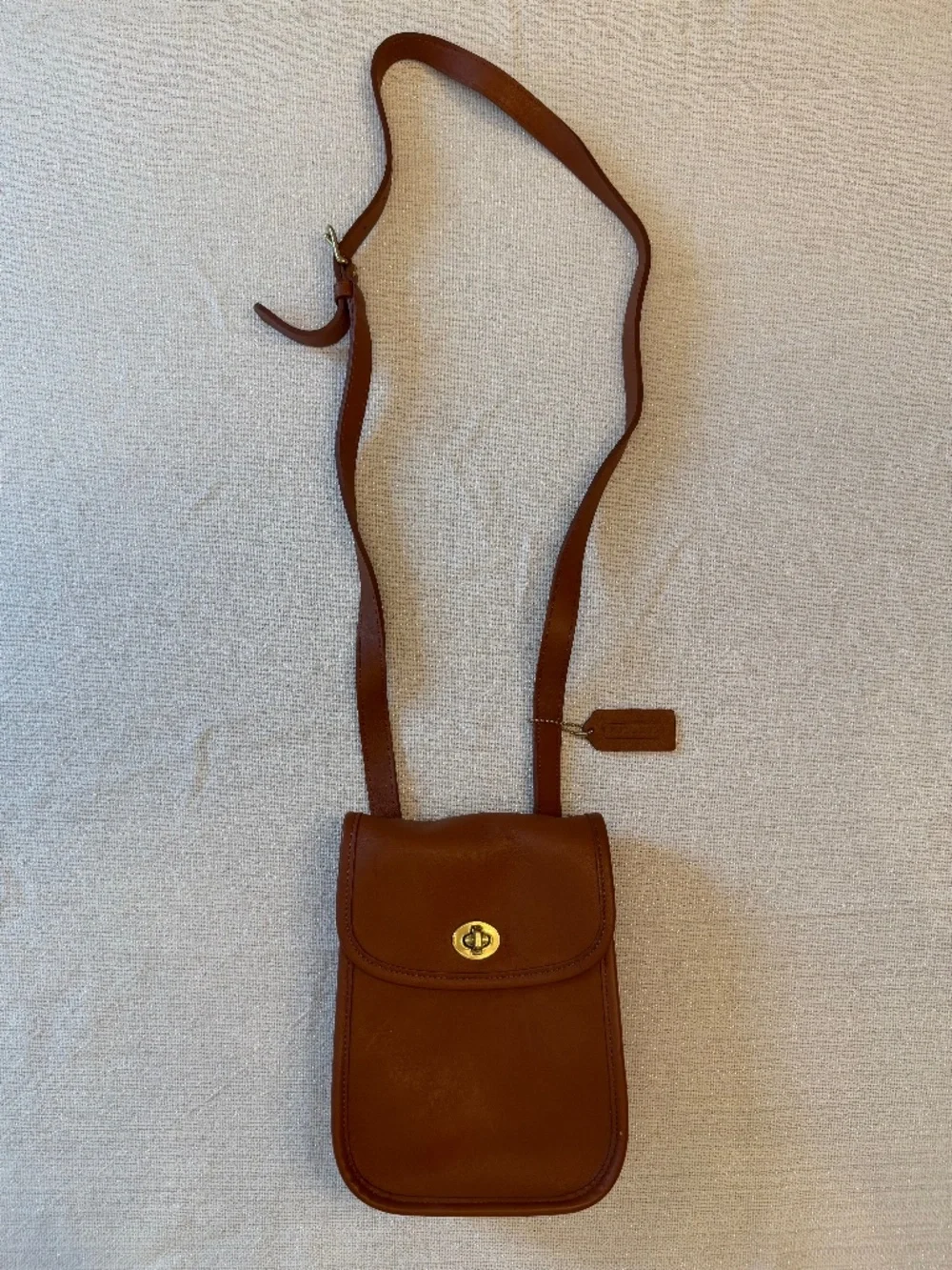 Vintage Coach “Sidepack” Bag - British Tan Leather Turnlock No. 9978